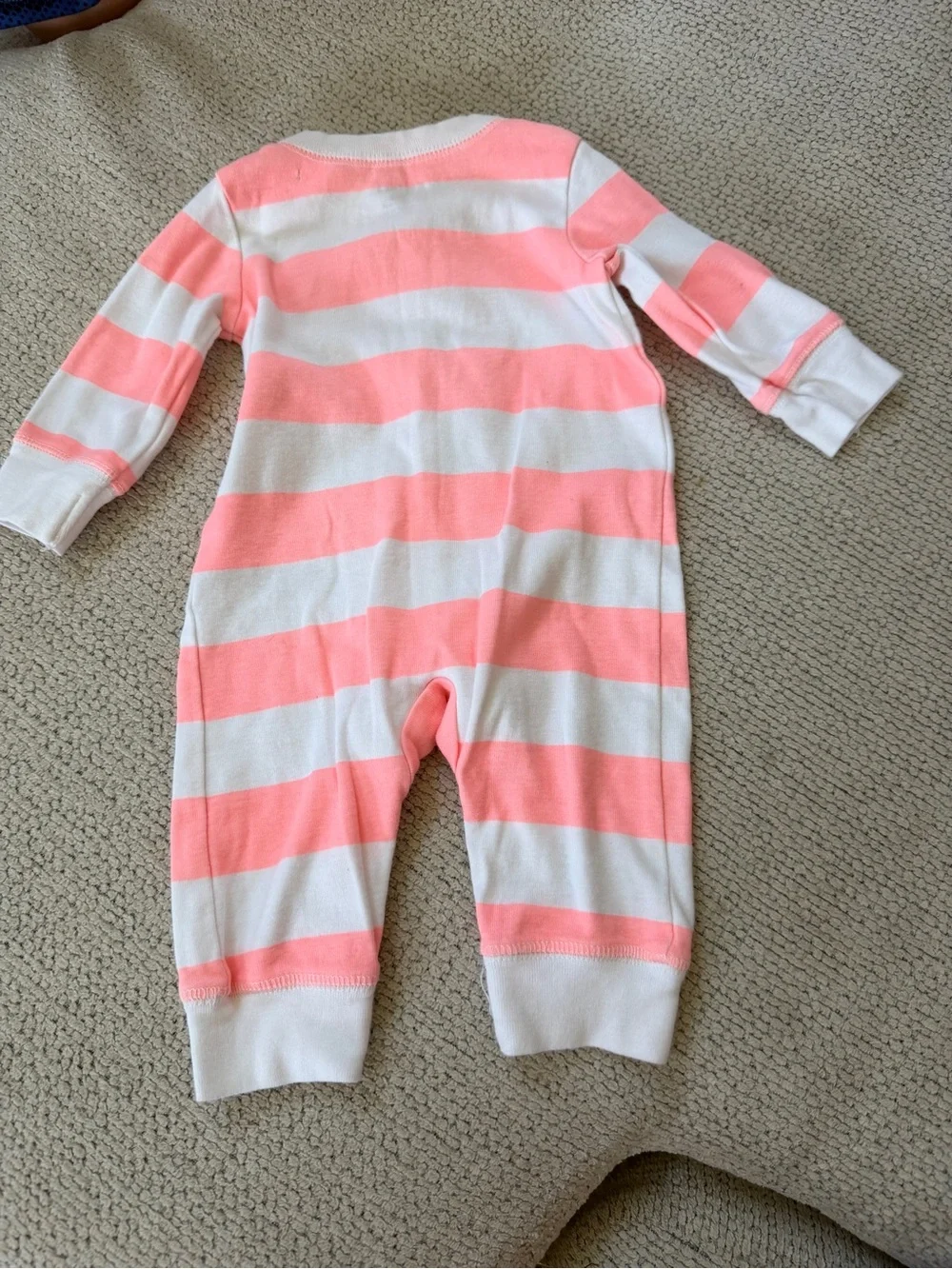 Carter's Coral Pink and White Striped Baby One-Piece